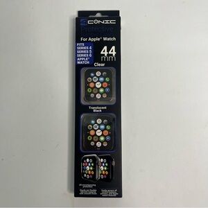 aconic apple watch bumper cases series 4 5 6 translucent black clear 44mm in box